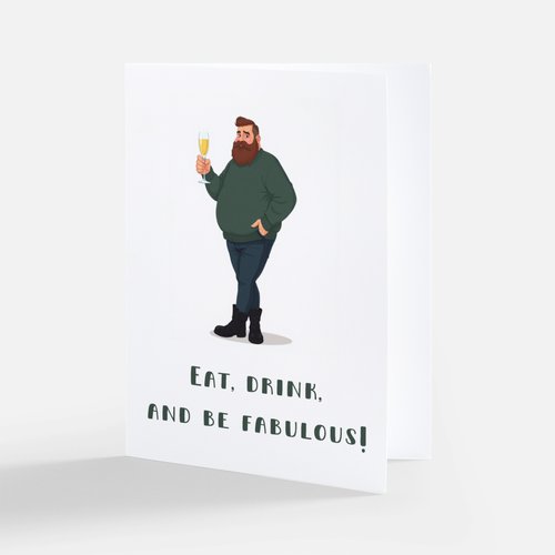 Eat, Drink, and Be Fabulous - Gay Holiday Card
