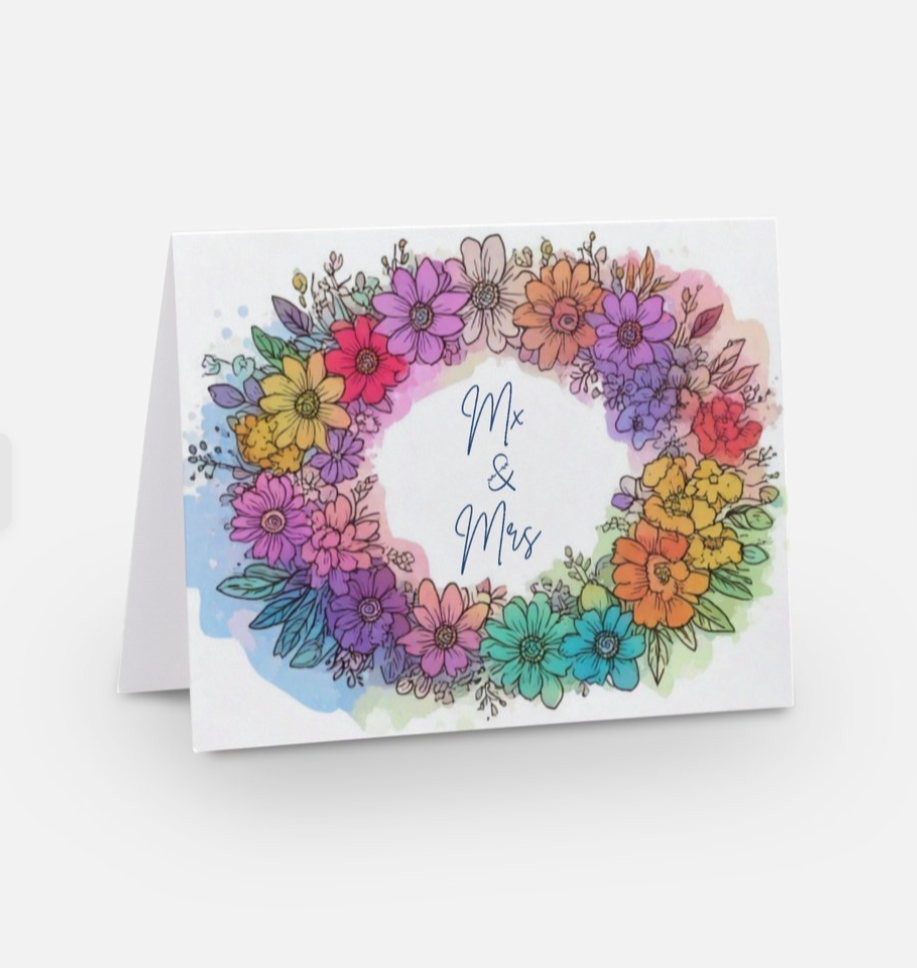 Love In Full Bloom - Mx & Mrs LGBTQ+ Wedding Card