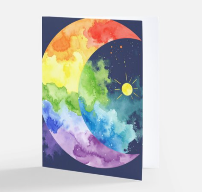 Rainbow Solstice Moon - LGBTQ+ Winter Solstice Card