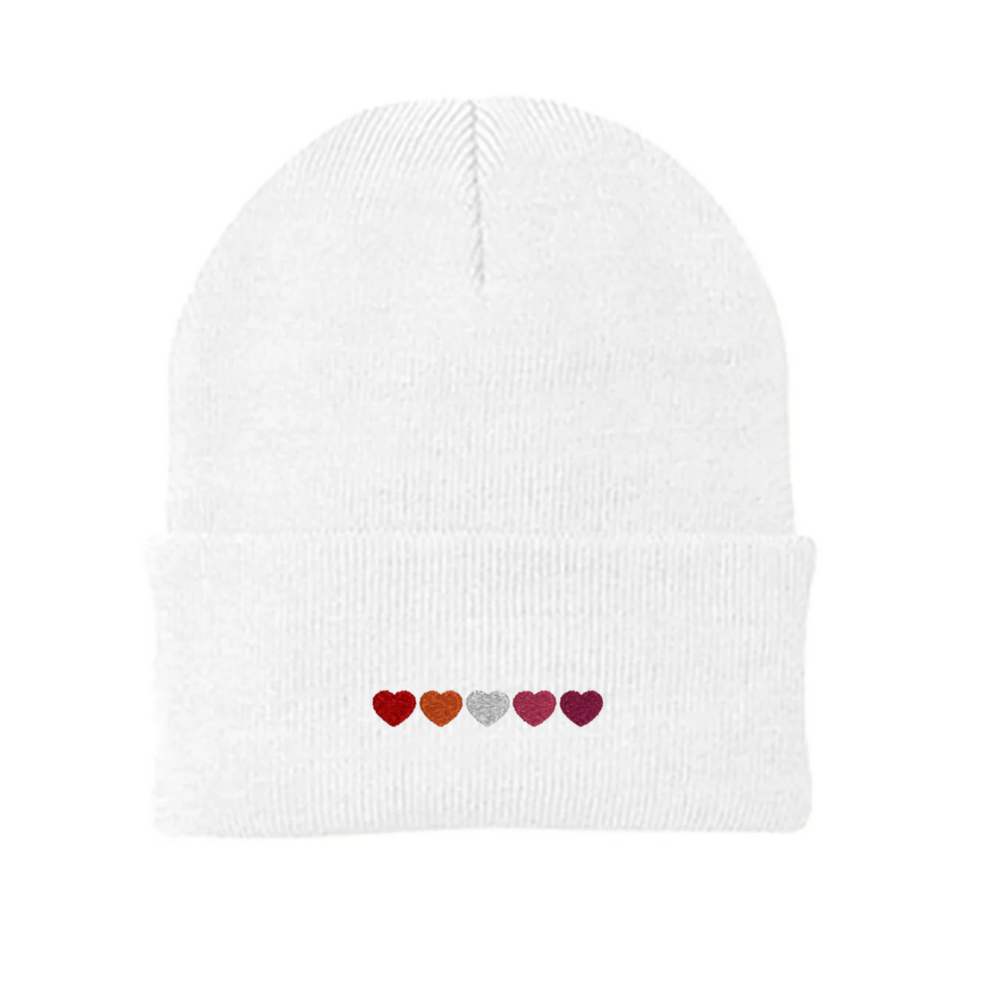 White Lesbian Pride Heart Beanie