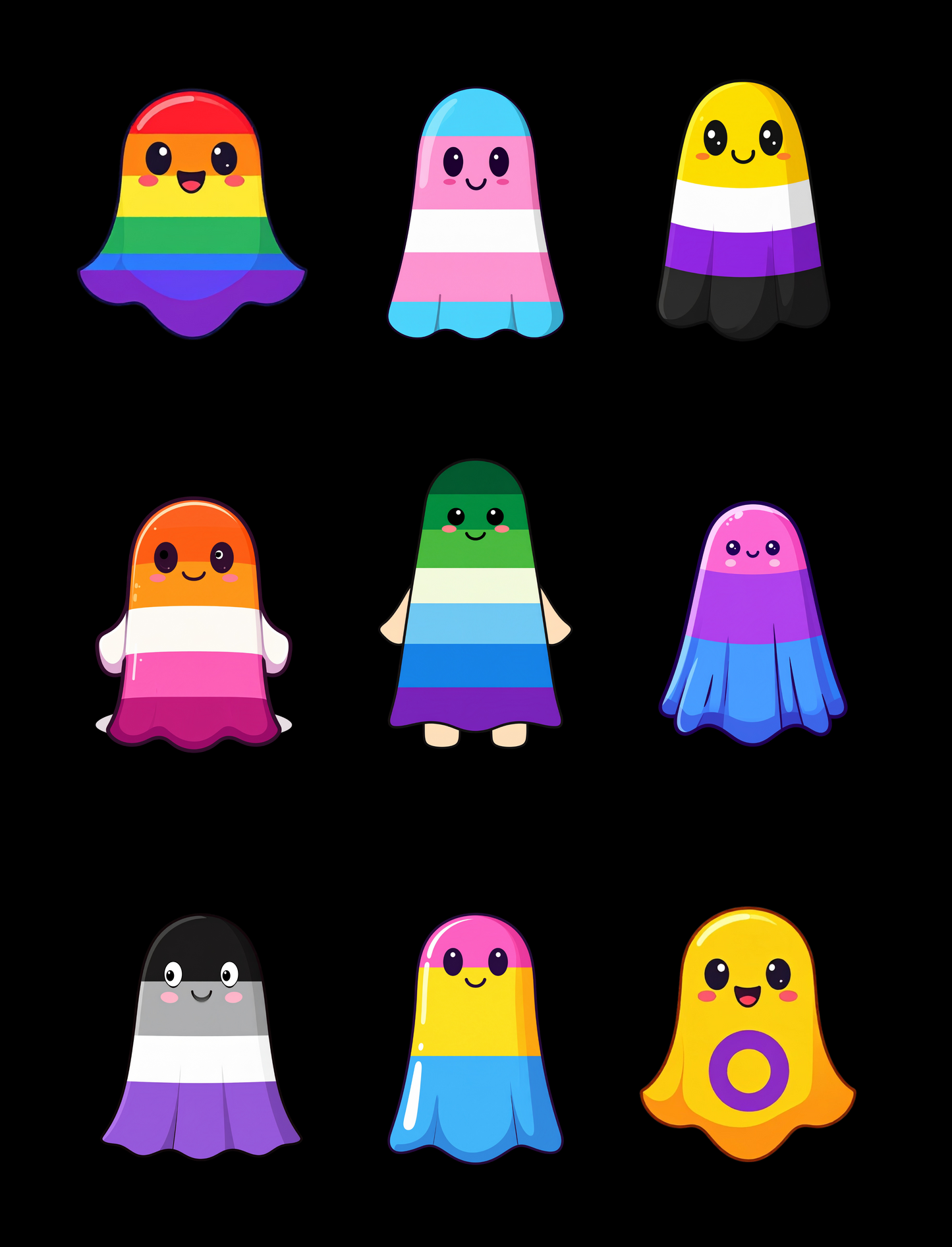 “Rainbow Ghost Parade” LGBTQ Pride Ghost Postcard – Cute, Inclusive & Colorful Halloween Postcard