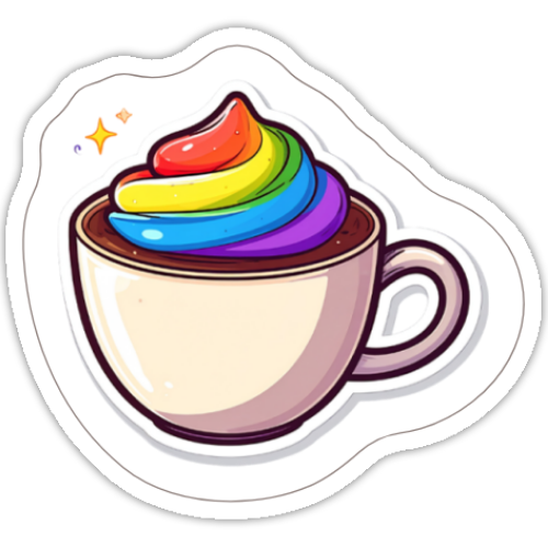 Rainbow Pride Hot Cocoa Sticker - Cozy Holiday Pride