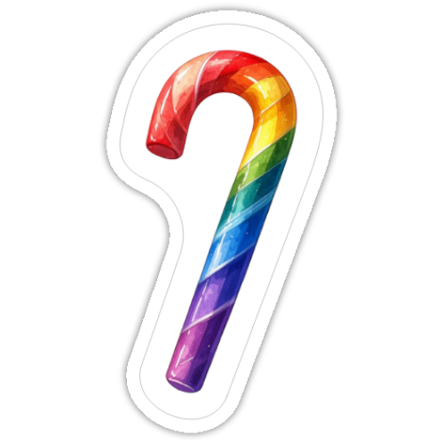Rainbow Candy Cane Sticker - Cozy Holiday Pride