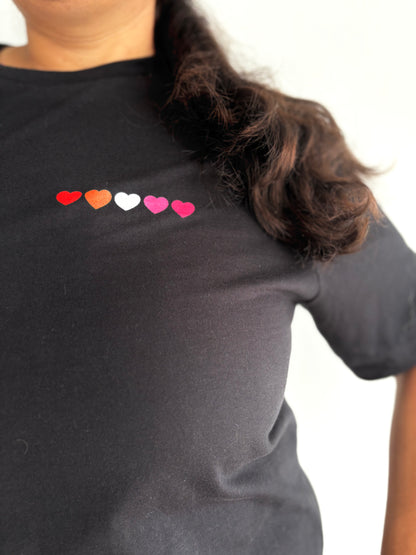 Wear Your Heart, Wear Your Pride - Black Lesbian Pride Hearts T-shirt