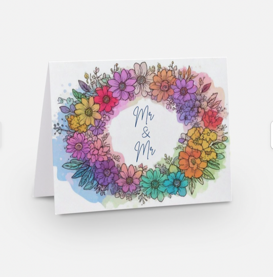Love In Full Bloom - Mr & Mr LGBTQ+ Wedding Card