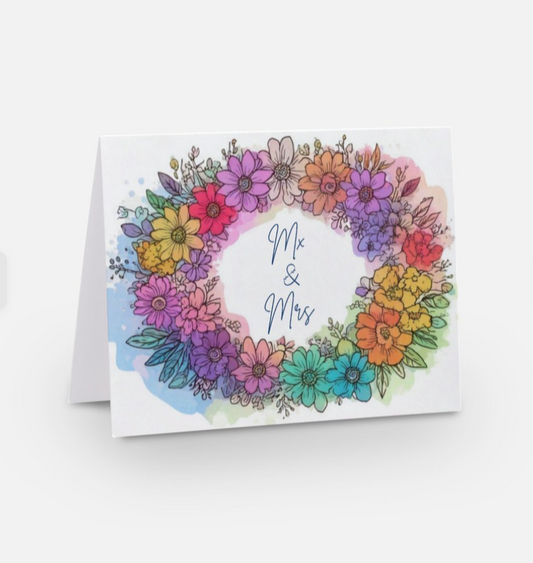 Love In Full Bloom - Mx & Mrs LGBTQ+ Wedding Card