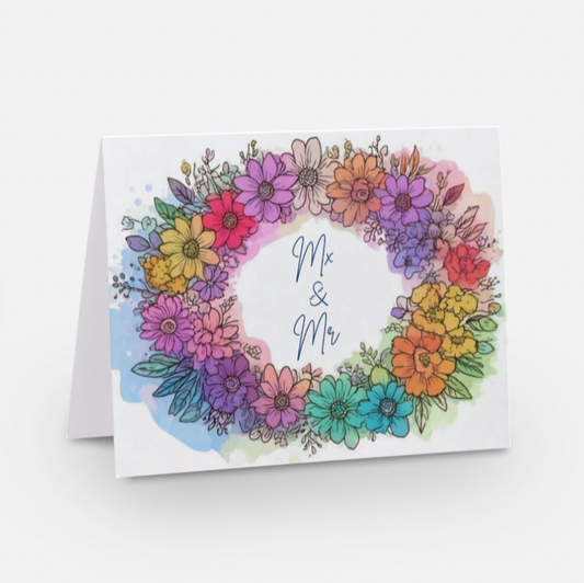 Love In Full Bloom - Mx & Mr LGBTQ+ Wedding Card