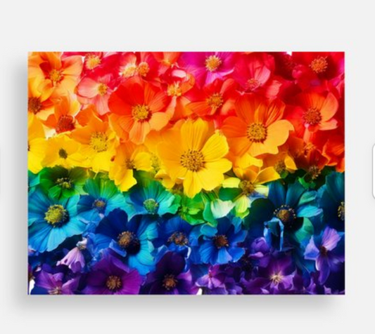 Rainbow Pride Flowers Postcard - LGBTQ Floral Card