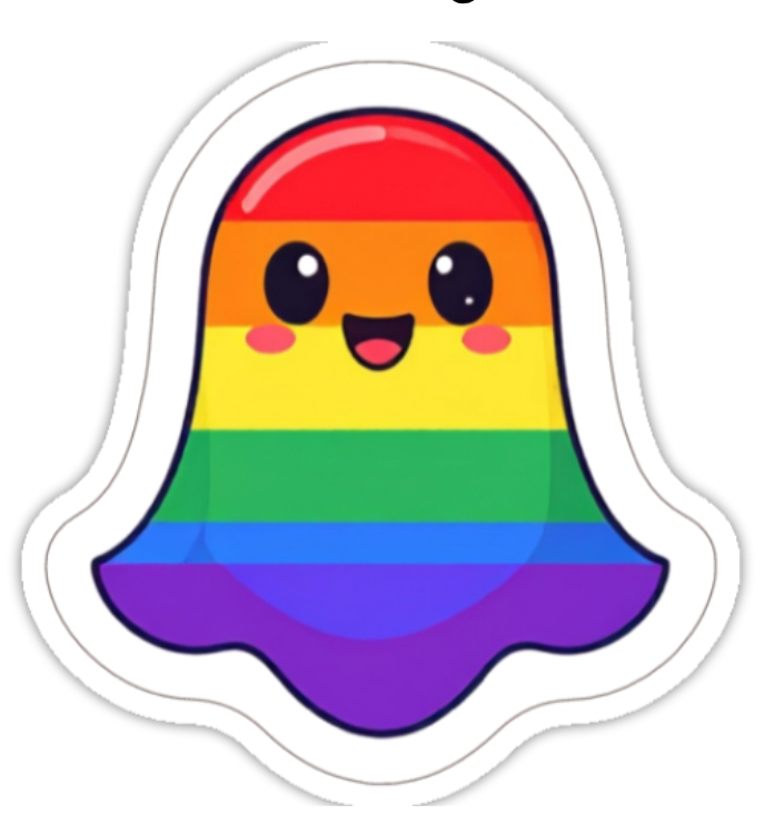 Rainbow Pride Ghost Sticker – Cute Queer Halloween Sticker
