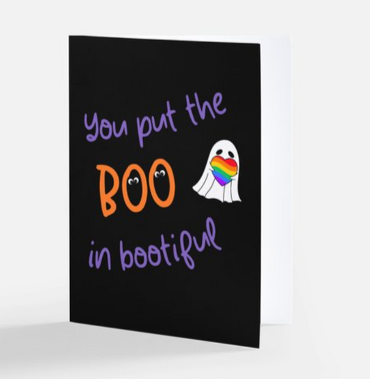 You Put the Boo in Bootiful” Rainbow Heart Ghost Halloween Card – Cute & Queer LGBTQ Greeting Card