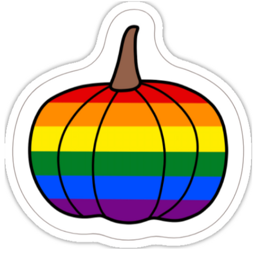 Rainbow Pride Pumpkin Sticker – Queer Halloween Sticker