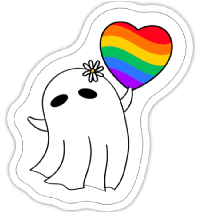 Rainbow Heart Ghost Sticker – Cute Queer Pride Sticker