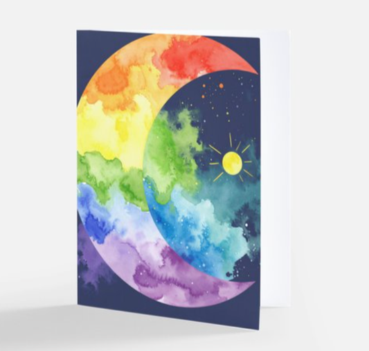 Rainbow Solstice Moon - LGBTQ+ Winter Solstice Card
