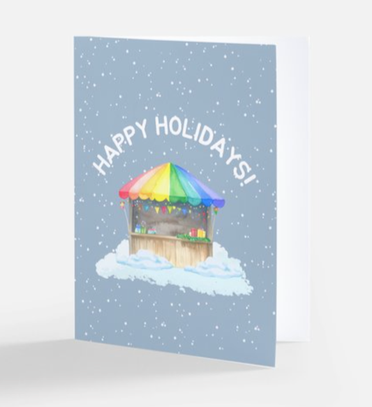 Rainbow Christmas Market Stall - LGBTQ+ Happy Holidays Card