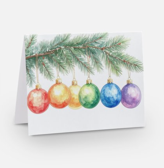 Rainbow Pride Ornaments - LGBTQ+ Holiday Card