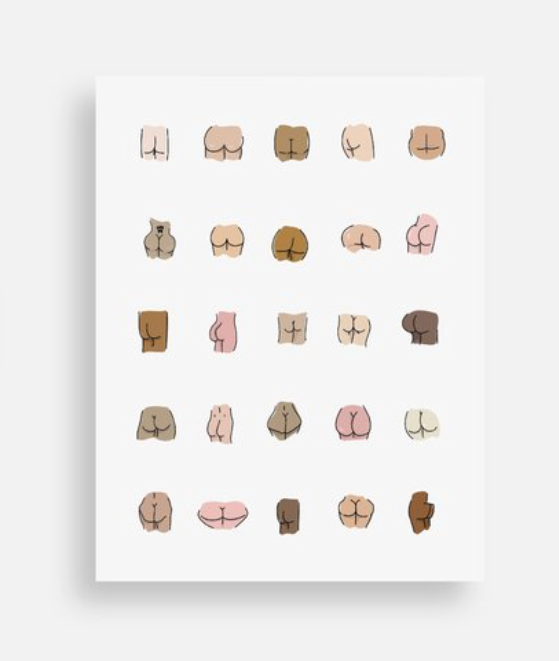 Booty Diversity Postcard - LGBTQ Body Positive Art