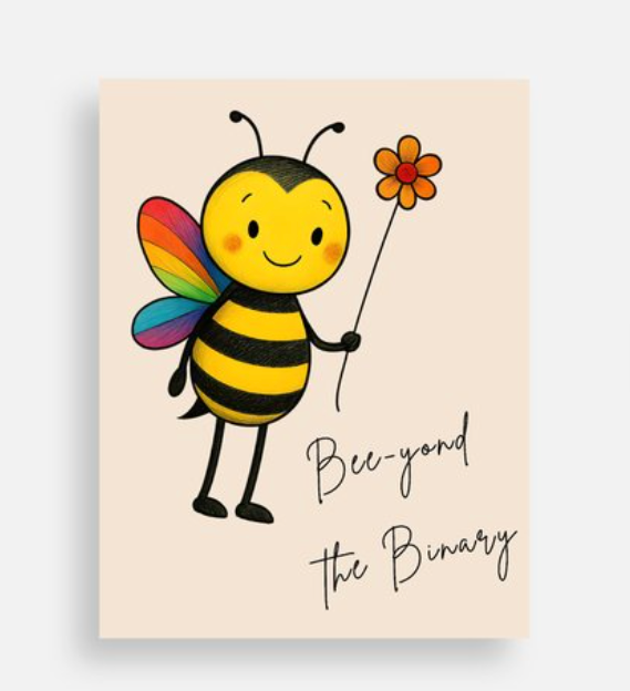 Bee-yond the Binary - Cute LGBTQ Pride Postcard
