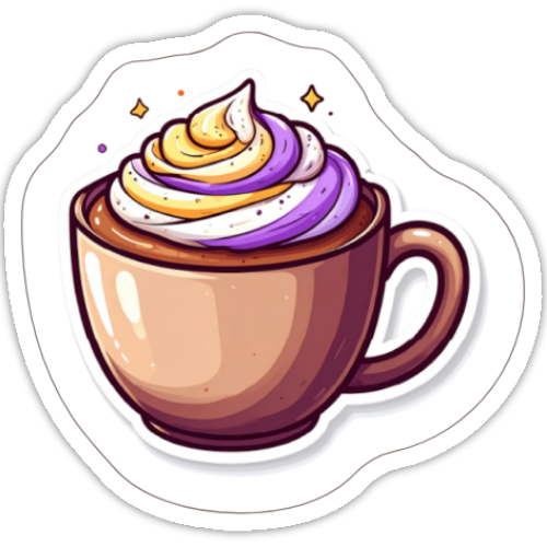 Nonbinary Pride Hot Cocoa Sticker - Cozy Holiday Pride